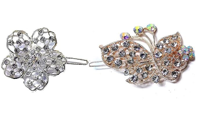 Proplady Party Combo Pack Of 2 Rhinestones Stud Gold Silver