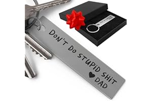 RED DOT LASER ENGRAVING Dont Do Stupid Sht Key Chain - Laser Engraved Keychain for New driver, Son or Daughter Gift - (Silver, Don't Do Stupid - Love Dad)
