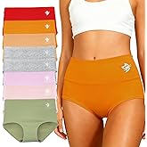 Syrvenix 8Pcs Regular&Plus Size Women's Cotton Underwear High Waist Full Coverage Landies Pants Breathable Briefs Underpants