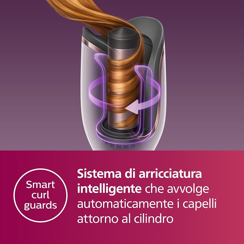 Auto Curler Serie 8000, arricciacapelli con tecnologia MoistureProtect, 27 diverse opzioni di styling, bianco, modello BHB878/00