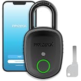 Prezlock Smart Fingerprint Padlock with Key, Biometric Padlock with APP, Suitable for Outdoor and Heavy Duty, IP65 Waterproof.