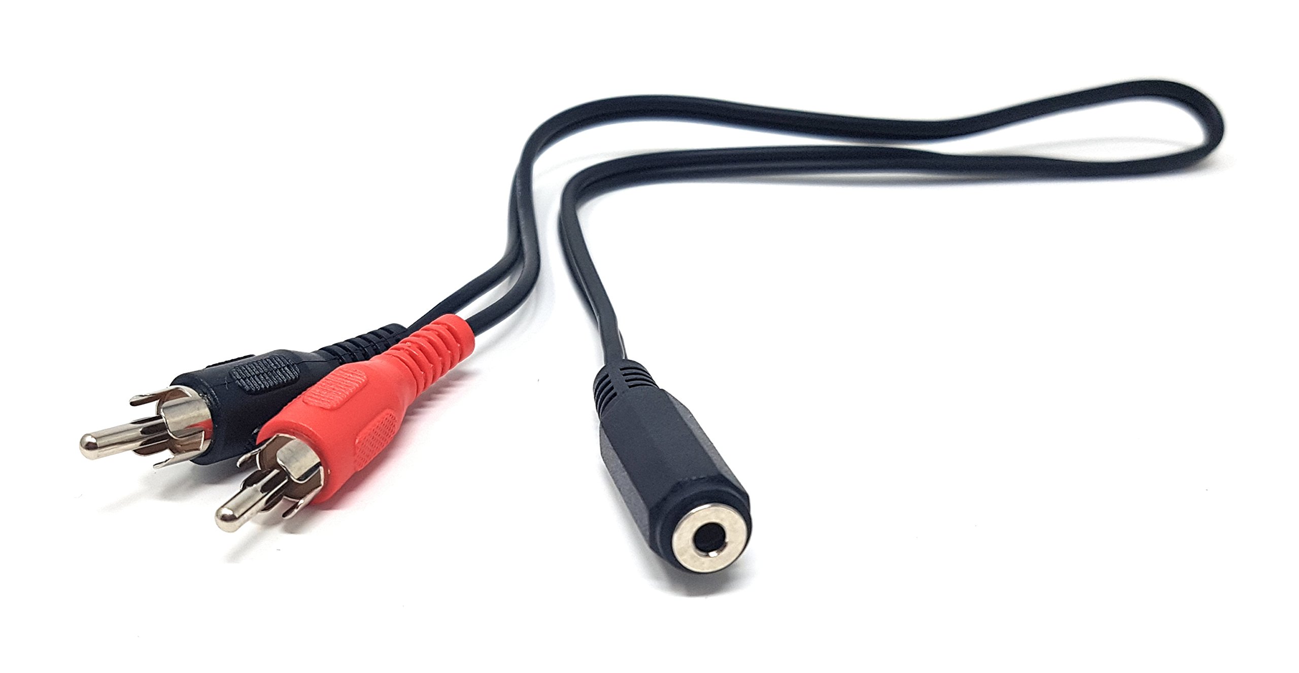 Maincore 50cm Twin 2 x RCA Phono Plugs to 3.5mm Stereo Extension Cable Female Socket Audio Adapter Lead for Headphones, Speakers, Amplifier, HiFi & Home Entertainment (Available in 0.5m & 2m)