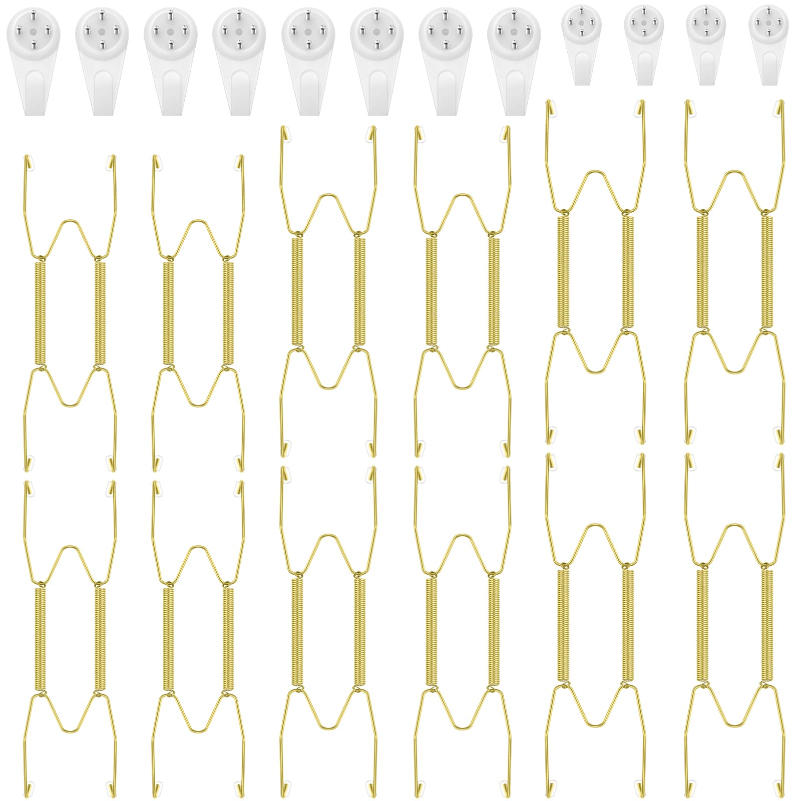 Hotop 12 Pieces Plate Hangers for Wall Stainless Steel Wire Invisible Heavy Duty Plate Hangers Display Holders with 12 Pieces Hooks for Wall Decorative(8/10/12 Inch,Gold)