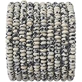BEADIA Natural Dalmatian Disk Stone Beads 4x2mm 160pcs Rondelle Loose Semi Gemstone Beads for Jewelry Making Design