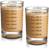 Hlukana 2 Pack Shot Glass Measuring Cup, 3 Ounce Heavy Base Jigger, Espresso Shot Glass, Liquid Glass Cup, Round Shot Glasses
