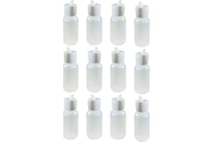 510 Central Boston Round LDPE Plastic Bottle Flip Top Pour Spout Cap 30mL (1oz, 12 Pack) Made in USA