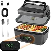 Cordless Electric Lunch Box for Adults, 21000mAh Rechargeable Self Heating Lunch Box 1.2L Portable Food Warmer with Scheduled Heating & Adjustable Heating for Office Car Travel Camping Outdoor