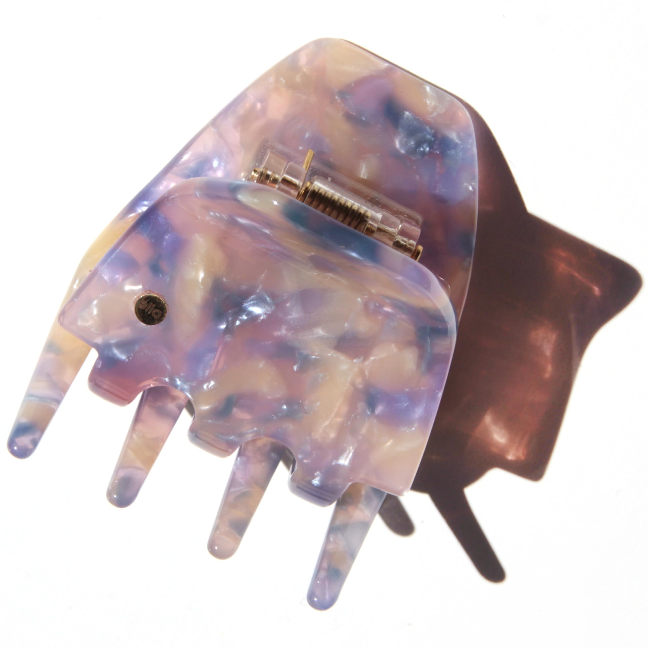 ella cases Ida Hair Clip Square Lavender Purple Mother of Pearl Colourful Hair Accessories Hair Clips Women for Thick and Thin Hair Shatterproof Made from Sustainable Cotton Acetate