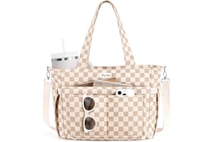 BAGSTELLAR Corduroy Tote Bag for Women, 17 Pockets Laptop Work Tote Lightweight Teacher Nurse Bible Shoulder Bag for School Daily Travel