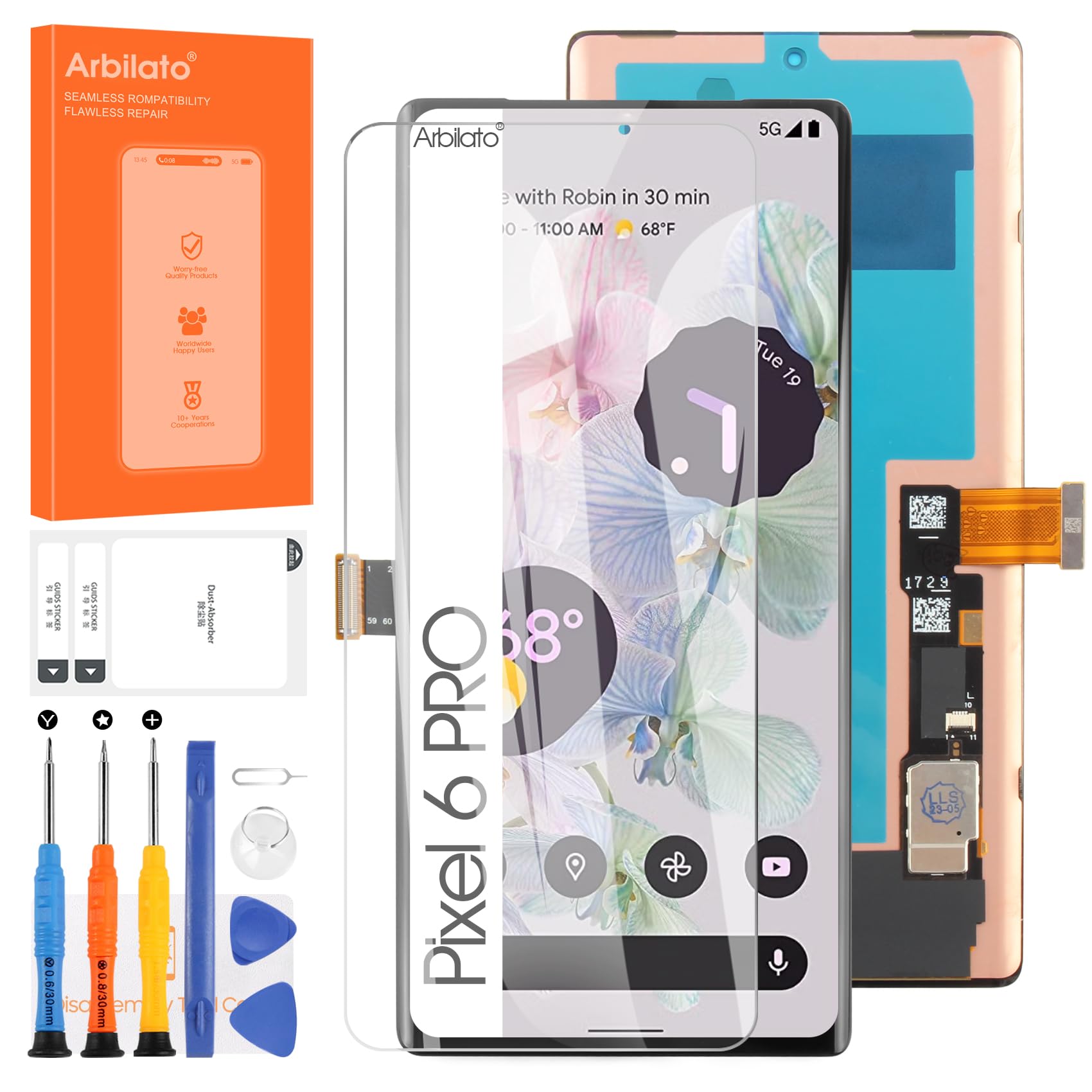 Photo 1 of Screen for Google Pixel 6 Pro Screen Replacement for Pixel 6 Pro LCD Screen G8VOU,GLUOG Touch Display Digitizer Assembly Repair Parts?Black with Fingerprint Function?