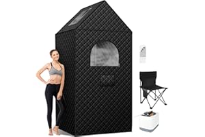 I-THERA-U Portable Sauna Box for Home Spa Full Body, XL Steam Sauna Tent Personal Sauna Room with 3L 110V Steamer, Remote Control, 9 Temperature Levels, Folding Chair, Timer, 6.25’ x 2.5’ x 2.5’