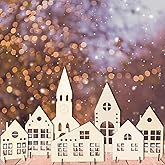 7 Pcs Christmas Village Houses Tabletop Decorations Wooden Village Houses Table Centerpiece for Winter Holiday Home Office Coffee Bar Mantel Tabletop