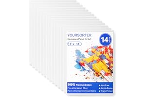 YOURSORTER 14 Pack 11x14in Canvas Boards for Painting, Painting Blank Canvases for Art Practice Exploration, Gesso Primed Acid-Free 100% Cotton Canvas Panels for Acrylic Oil Watercolor Tempera Paint