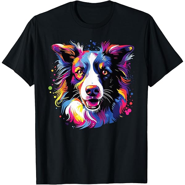Amazon.com: Border Collie Dog - Cute Graphic with US Flag Men