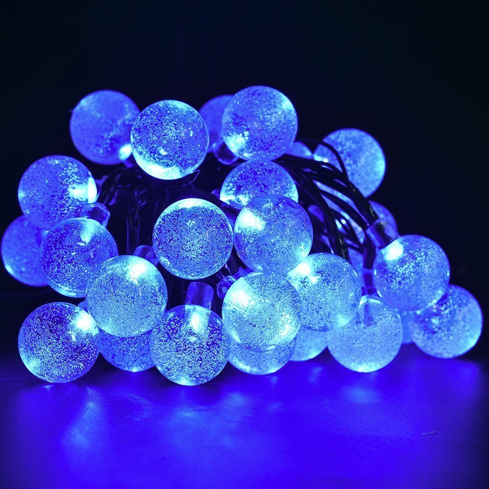 Redlution Solar Globe Fairy String Lights 6 Meter 30 LED Crystal Ball Waterproof Outdoor String Lights Solar Powered Globe Fairy String Lights for Garden Yard Christmas Party