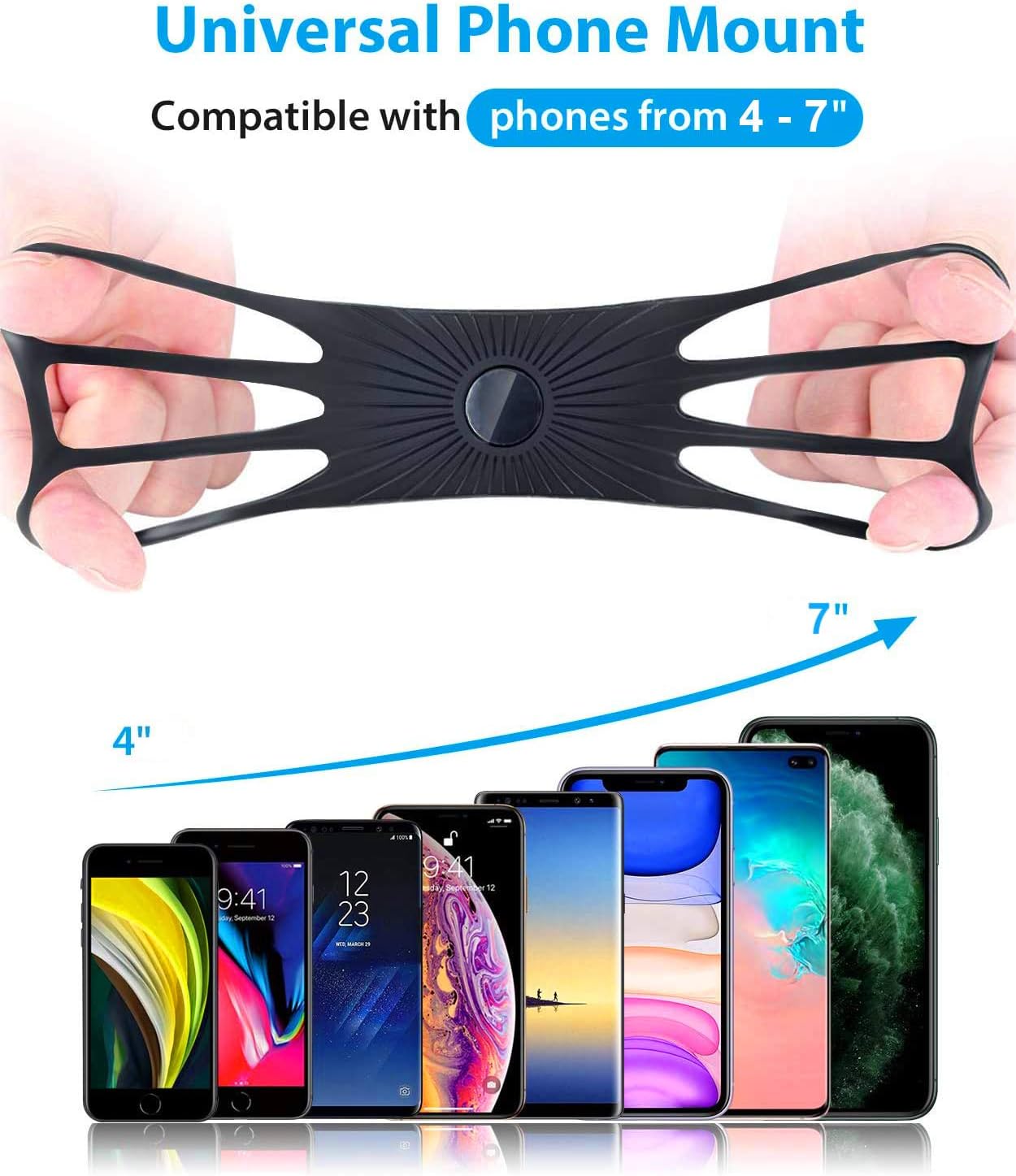 Phone Holder for Bike 360° Rotation Motorcycle Phone Mount with Silicone Buckle Design Adjustable Handlebars Bicycle Phone Mount Universal for iPhone 12 11 Pro X 8 7 SE, Samsung S20, 4'' - 7'' Phones