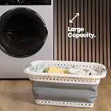LIVIVO 58L Collapsible Laundry Basket with Handles Grey view 4