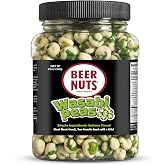 BEER NUTS Wasabi Peas, Your Favorite Snack with A Kick (12oz Jar) | Heat Meets Crunch, Resealable Jar, Gluten Free, Kosher, Low Sodium Peanut Snacks, Made In The USA Since 1953