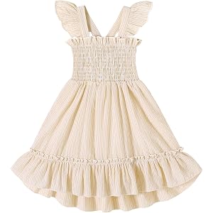 YOUNGER TREE Toddler Dress Girls Summer Ruffle Sleeveless Smocked Dresses Kids Beach Casual Sundress