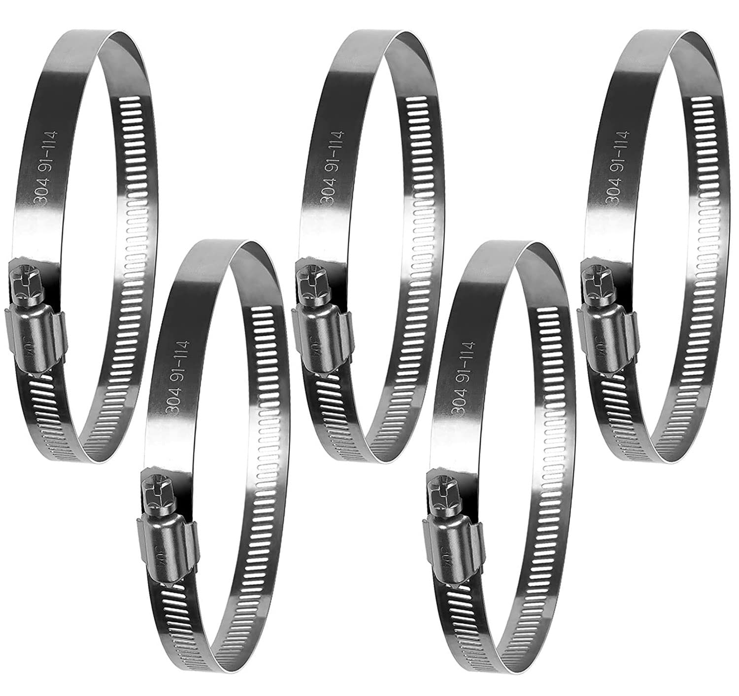 Profiwoab 5 pcs Large Size Hose Clips Adjustable Ducting Clamps for Securing Hoses and Pipes Tube