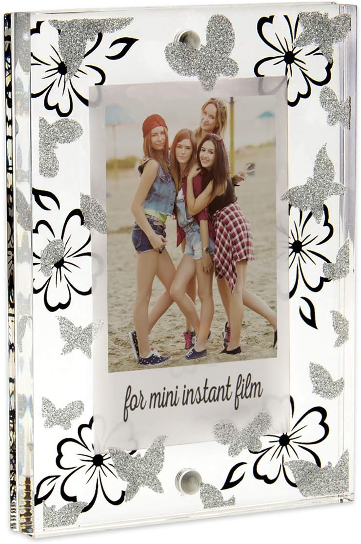 Acrylic Block Butterfly & Flower Picture Frame for Instax Mini Film