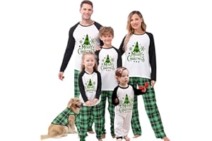 Awoscut Christmas Family Matching Pajamas Christmas Pjs Holiday Nightwear Sleepwear Sets Long Sleeve Pjs