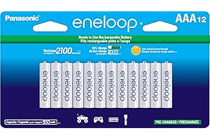 Eneloop Panasonic BK-4MCCA12FA AAA 2100 Cycle Ni-MH Pre-Charged Rechargeable Batteries, 12-Battery Pack