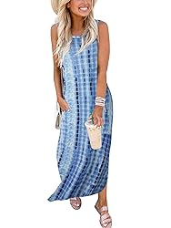 ANRABESS Casual Tie Dye Maxi Dress Crew Neck