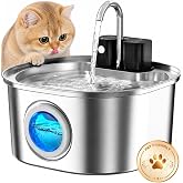 Voluas Stainless Steel Cat Water Fountain, Wireless, 108oz/3.2L, 1 Filter | Cordless Design, Ultra-Quiet Pump, Easy to Clean, BPA-Free