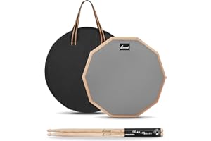 Sovvid 12 Inches Drum Pad and 5A Drum Sticks, Double Sided Snare Drum Practice Pad for Drummers, Silent Practice Drum Pad wit