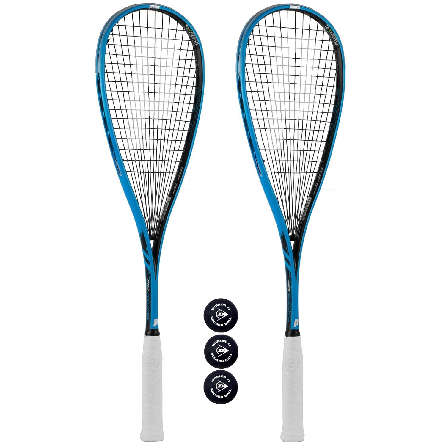 Prince Pro Phantom 950 Squash Racket 2 x Rackets + 3 Pro Balls Amazon