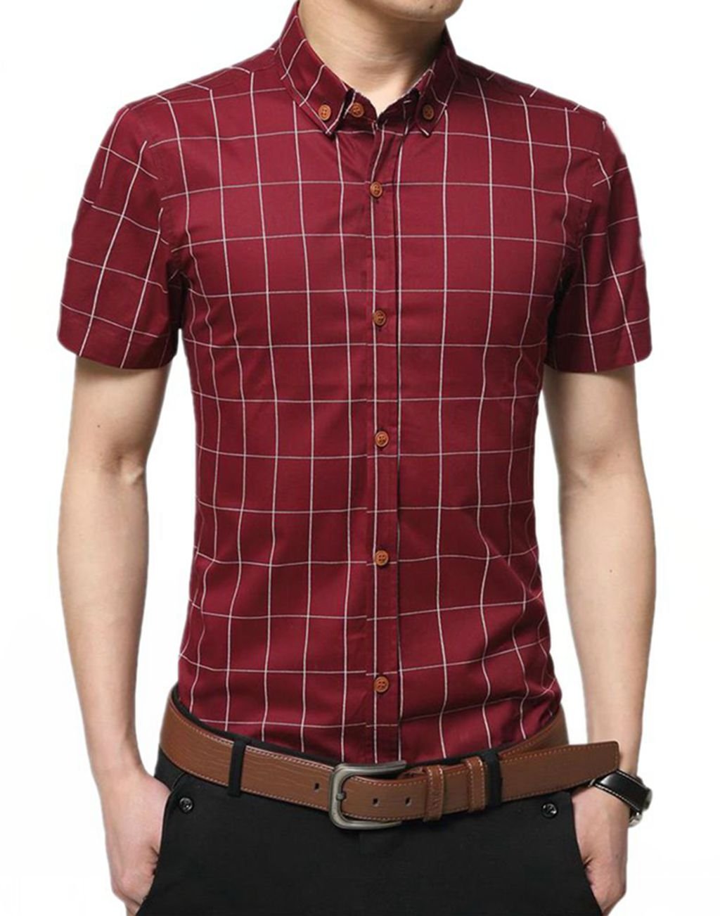 wine red dress shirt