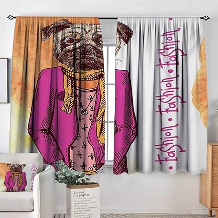 Amazon Com Mozenou Pug Window Curtain Drape Fashion Icon Dog With