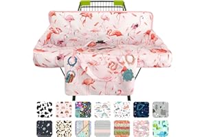 Polovillae Pink Shopping Cart Cover for Baby 2-in-1 High Chair Cover with Safety Harness Multifunctional Flamingo Pattern Cart Covers for Babies Soft Padded Grocery Cart Cover for Baby Boy Girl