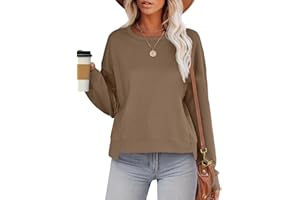 Aokosor Womens Cropped Sweatshirt Crewneck Long Sleeve Shirts Trendy 2024 Fall Tops Casual Loose Irregular Hem