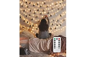 LECLSTAR 50 LED Photo Clips String Lights, 17ft with Remote - 8 Modes Fairy Lights to Clip on Pictures, Photos, Cards