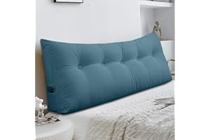 Shuyeon Headboard Pillow - Queen-Sized Headboard Wedge Pillow for Daybeds and Bunk Beds - Durable, Comfortable, with Removable Velvet Cover (Navy Blue, 54x20x8Inches)