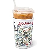 Swig Life Medium Iced Cup Coolie, Standard 22oz Iced Coffee Cup Insulator Sleeve with Handle, Neoprene Insulated Coolie Keeps Drinks Cold (Arkansas)