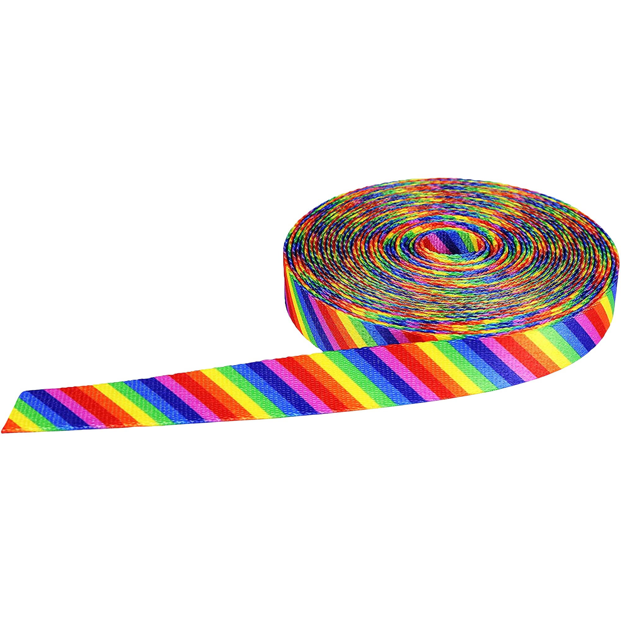Strapworks Utility Strap for Outdoor Activities, Crafts, Dog Leashes-1 Inch, Polyester, Rainbow Stripe, 1" X 10 Yards