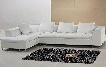Amazon Com Tosh Furniture White Leather Sectional Sofa Fy632 Furniture Decor