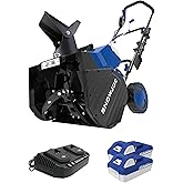 Snow Joe 48V Cordless Snow Blower Kit w/ 2x 4Ah Batteries, Dual-Port Charger & LED Headlight, 18" Clearing Path - Heavy-Duty 