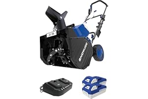 Snow Joe 48V Cordless Snow Blower Kit w/ 2X 4Ah Batteries, Dual-Port Charger & LED Headlight, 18" Clearing Path - Heavy-Duty Winter Blower for Driveways, Patios & Sidewalks, 24V-X2-SB18