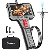 Dual Lens Two-Way Articulating Borescope Camera with Light, 0.25in Slim Probe, Industrial Endoscope Inspection Camera with Light, 5.3FT Flexible Snake Scope for Automotive, HVAC and Aircraft Mechanics