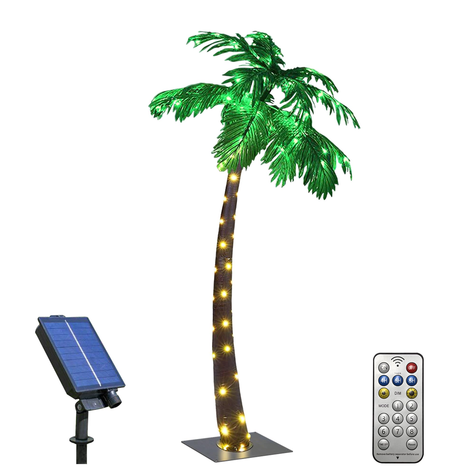 View 1 of Lightshare 5FT Solar Gorgeous Palm Tree Artificial Lighted Palm Tree, 56LED Lights, Decoration for Office, Home, Party, Christmas, Nativity, Outside Patio