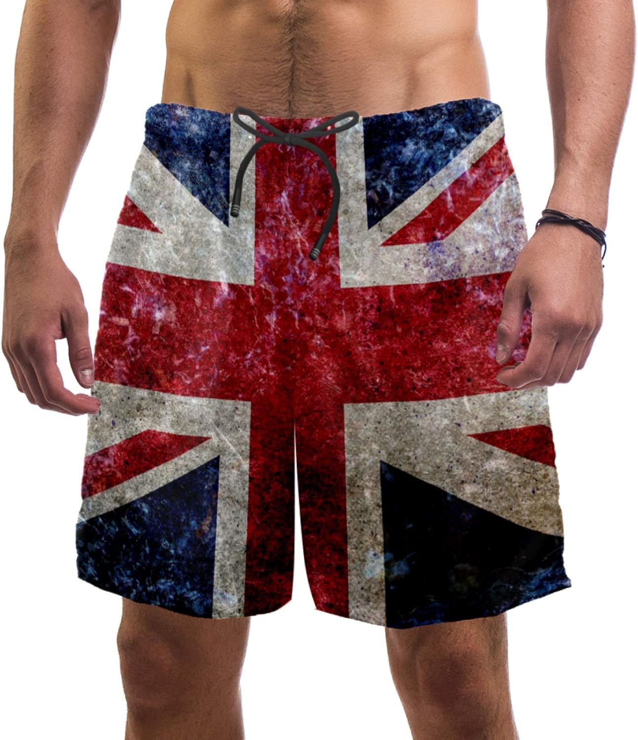DEYYA Union Jack Vintage UK British Flag Men's Swim Trunks Board Shorts