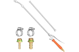 WUDIALIEN All Metal 44 Inches Replacement Sprayer Wand, 1/4" & 3/8" Brass Barb Sprayer Wand Replacement Built-in Shut Valve Stainless Steel Sprayer Wand. (All Metal Sprayer Wand)