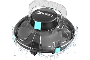 WINNY POOL CLEANER Robotic Pool Vacuum, Cordless Pool Robot with Transparent Design, Powerful Suction & Convenient, Ideal for Flat Above Ground Pools up to 538 Sq.ft-Black