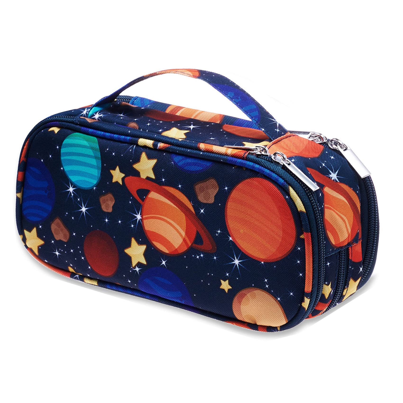 LParkin Galaxy Pencil Case for Boys Super Large Capacity 3 Compartments Space Pencil Pouch Space Galaxy Gifts for Students Teen Boys Makeup Bag