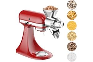 HOZODO Grain Mill Attachment for KitchenAid Stand Mixer, All Metal 9 Levels Flour Mill for KitchenAid, Suitable for Fully Dried Low-Moisture, Low-Oil Grains, Grain Corn, Millet, Wheat and Cereals