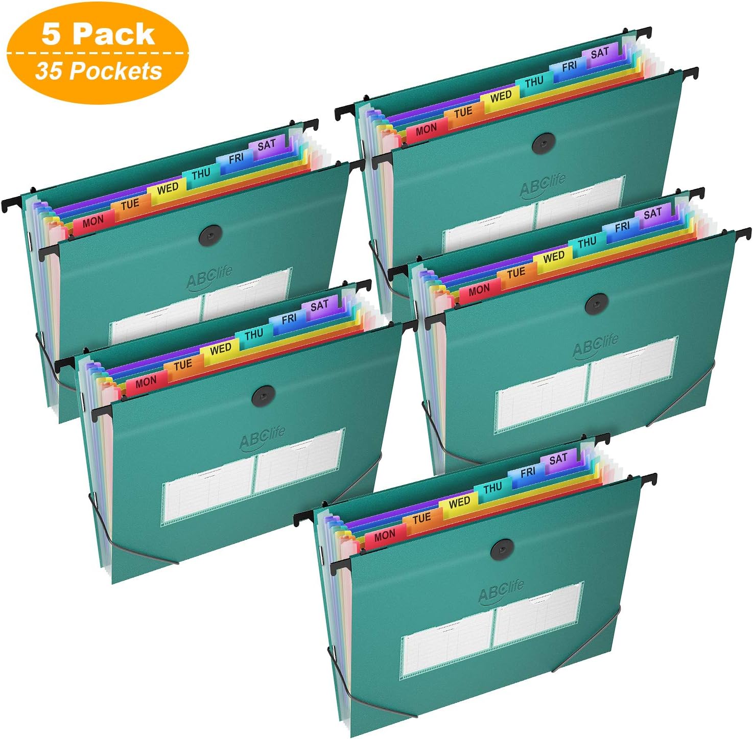 35 Pockets Plastic Hanging File Folders Letter Size Accordian File Organizer